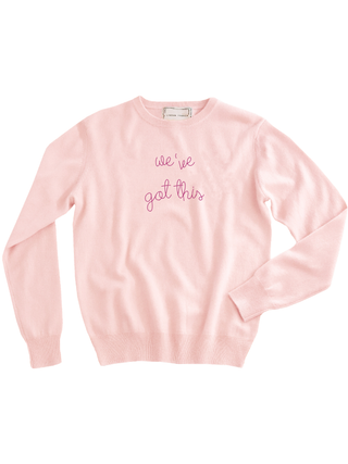"we've got this" Women's Crewneck Cashmere Core LINGUA FRANCA NYC Pale Pink XS