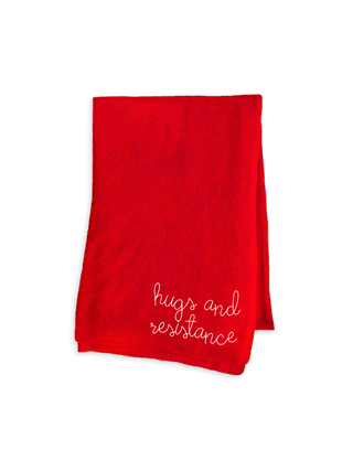 "hugs and resistance" Scarf Cashmere Core LINGUA FRANCA NYC Red