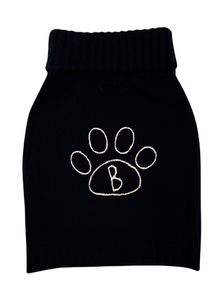 Custom Puppy Love Dog Sweater Wool Lingua Franca NYC Black XS