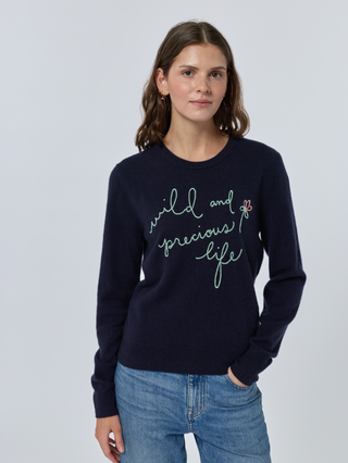 "wild and precious" Women's Cashmere Crewneck Cashmere Core LINGUA FRANCA NYC