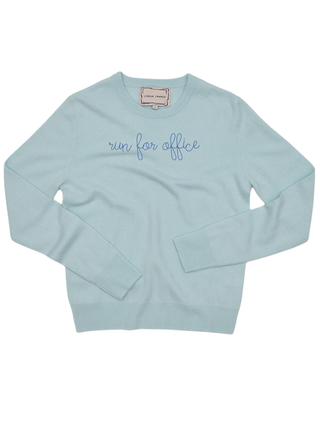 "run for office" Women's Crewneck Cashmere Core LINGUA FRANCA NYC Seafoam XS