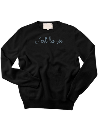 "c'est la vie" Crewneck Sweater Lingua Franca NYC Black XS 