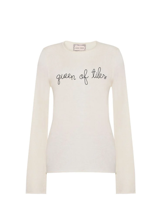 "queen of tiles" Silk Cashmere Crewneck