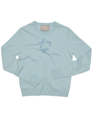 "not my type" Women's Crewneck Cashmere Core LINGUA FRANCA NYC Seafoam XS