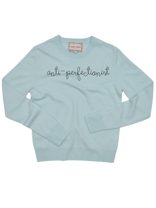 "anti-perfectionist" Women's Crewneck Cashmere Core LINGUA FRANCA NYC Seafoam XS