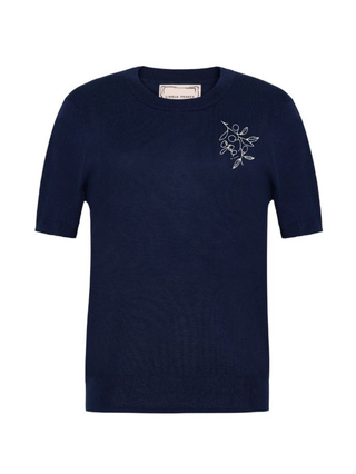 "opa" Silk Cashmere Short Sleeve Crewneck