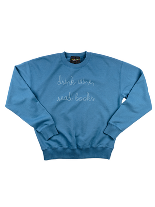 "drink wine, read books" Womens Sweatshirt Sweatshirt Ecovest Vintage Blue XS 