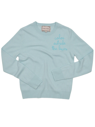 "color outside the lines" Women's Crewneck Cashmere Core LINGUA FRANCA NYC Seafoam XS