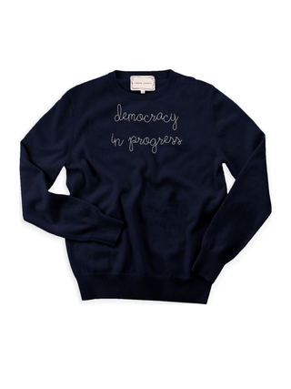 "democracy in progress" Men's Cashmere Crewneck