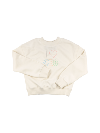 "i heart pbs logo" Kids' Sweatshirt Sweatshirt LINGUA FRANCA NYC Cream 2T