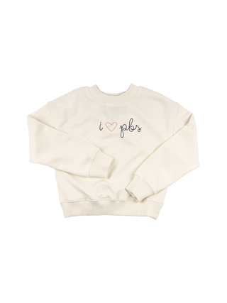 "i heart pbs" Kids' Sweatshirt Sweatshirt LINGUA FRANCA NYC Cream 2T