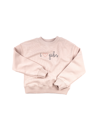 "i heart pbs" Kids' Sweatshirt Sweatshirt LINGUA FRANCA NYC Light Pink 2T