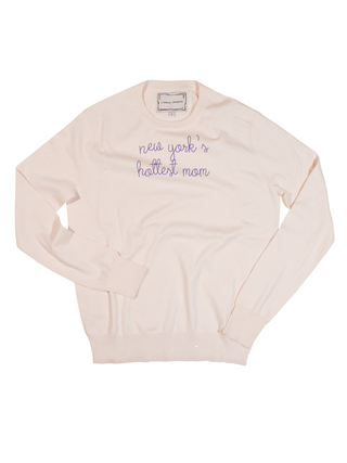 "new york's hottest mom" Women's Cotton Silk Crewneck Cashmere Core LINGUA FRANCA NYC Sunkissed XS