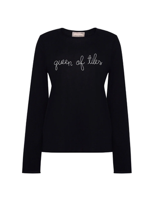 "queen of tiles" Silk Cashmere Crewneck