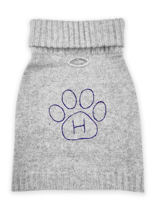 Custom Puppy Love Dog Sweater Wool Lingua Franca NYC Smoke XS