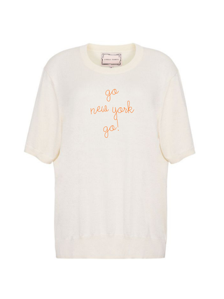 "go new york go!" Silk Cashmere Short Sleeve Crewneck
