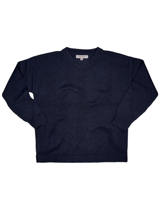 Navy blue sweater on a white background