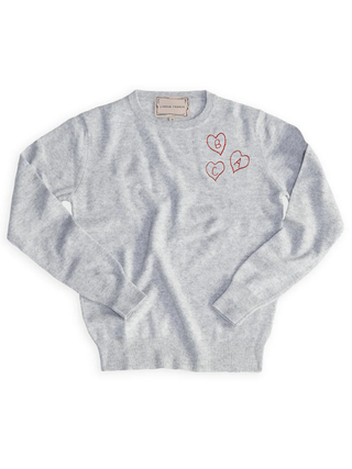 Custom Heart Initial 100% Cashmere Crewneck Sweater
