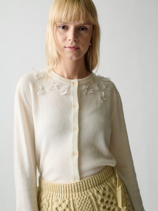 Wire Daisy Cardigan Cardigan Lingua Franca Cream XS 