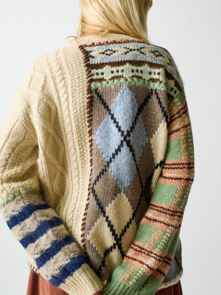 Hutton Patchwork Crewneck Sweater Lingua Franca   