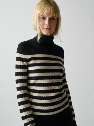 Morrissey Stripe Turtleneck RTW LINGUA FRANCA NYC Jet XS