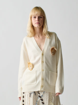 Oyster Rosette Oversized Cardigan Cardigan Lingua Franca Cream XS 