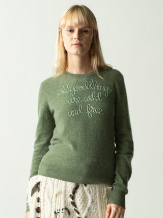 "all good things are wild and free" Women's Crewneck Sweater LINGUA FRANCA NYC   