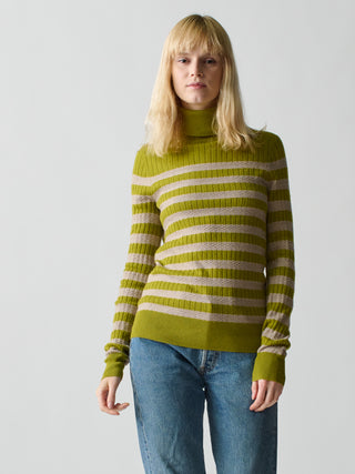 Morrissey Stripe Turtleneck Shirts & Tops Lingua Franca Olive Oil XS 