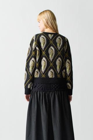 Oyster Jacquard Cardigan Cardigan Lingua Franca   