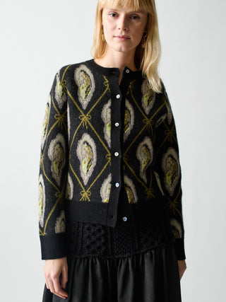 Oyster Jacquard Cardigan Cardigan Lingua Franca   