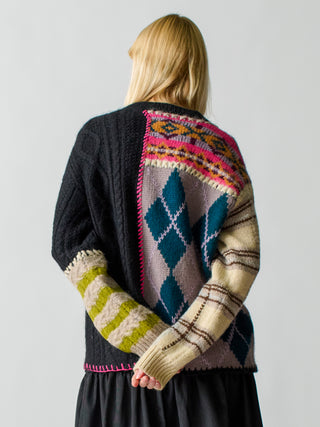 Hutton Patchwork Crewneck Sweater Lingua Franca   