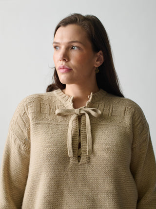 The End Guernsey Pullover Sweater Lingua Franca Linen XS 