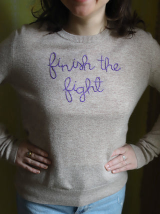 Custom Women's 100% Cashmere Crewneck Sweater Cashmere Core LINGUA FRANCA NYC Oatmeal XS