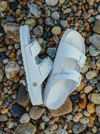 LF & Birkenstock “give a damn” Arizona, Women’s Collab Birkenstock White 35 / Women's 