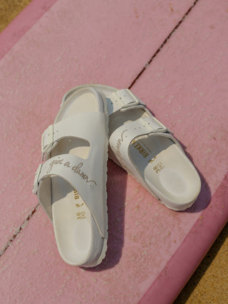 LF & Birkenstock “give a damn” Arizona, Men's Sandal Birkenstock White 40 / Men's 