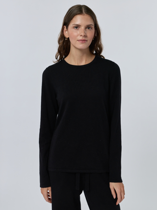 Sans Stitching Silk Cashmere Crewneck Silk Cashmere Core LINGUA FRANCA NYC Black XS