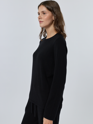Sans Stitching Silk Cashmere Crewneck Silk Cashmere Core LINGUA FRANCA NYC Black