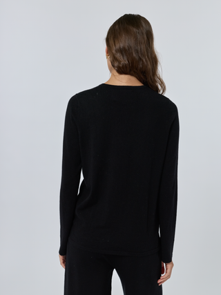 Sans Stitching Silk Cashmere Crewneck Silk Cashmere Core LINGUA FRANCA NYC Black