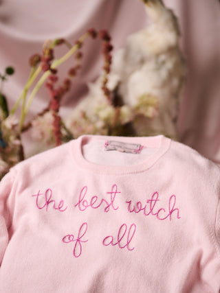 Custom Women's 100% Cashmere Crewneck Sweater Cashmere Core LINGUA FRANCA NYC Pale Pink XS