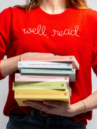 "well, read." Women's Crewneck Cashmere Core LINGUA FRANCA NYC