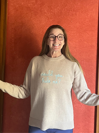 "would you hide me?" Maxine Sweater Cotton Cashmere LINGUA FRANCA NYC