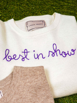 "best in show" Women's Crewneck Cashmere Core LINGUA FRANCA NYC Cream XS