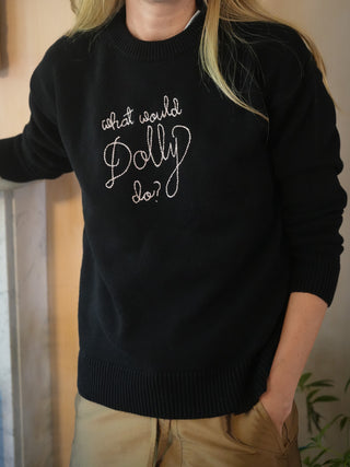 "what would dolly do?" graphic maxine sweater