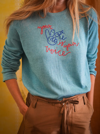 Your Vote, Your Voice with Peace Sign Mara Crewneck