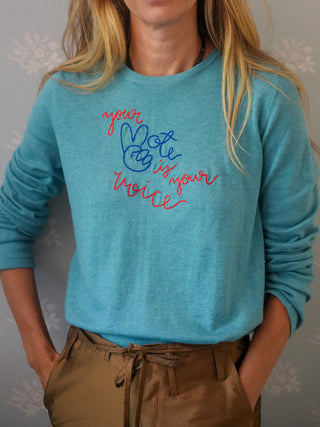 Your Vote, Your Voice with Peace Sign Mara Crewneck