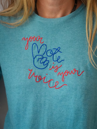 Your Vote, Your Voice with Peace Sign Mara Crewneck
