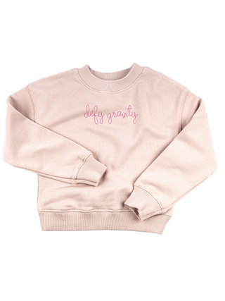 "defy gravity" Kids' Sweatshirt Sweatshirt Ecovest Light Pink 2T 