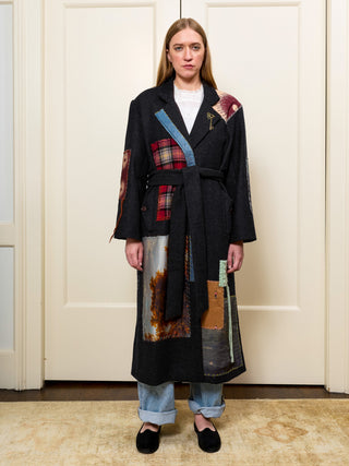 Bambi Patchwork Coat RTW LINGUA FRANCA NYC Charcoal XS