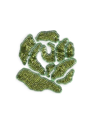 Beaded Green Rose Patch Patch Lingua Franca NYC   