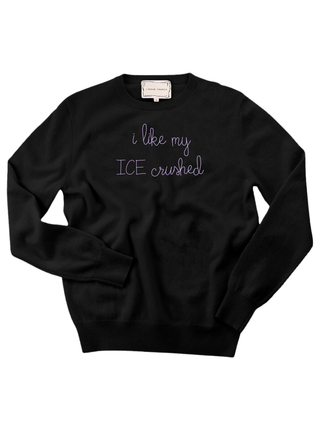 "i like my ICE crushed" Women's Crewneck Cashmere Core LINGUA FRANCA NYC Black XS